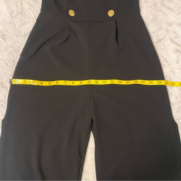 Maru jumpsuit strapless black wide leg slits M - Picture 11 of 13